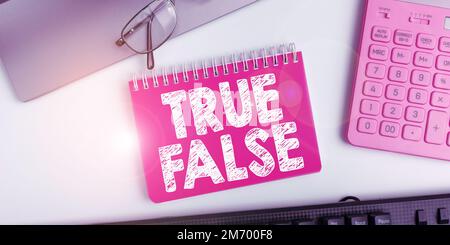 Textbeschriftung mit True False. Geschäftsansatz ein Test, der aus einer Reihe zu kennzeichnender Aussagen besteht Stockfoto