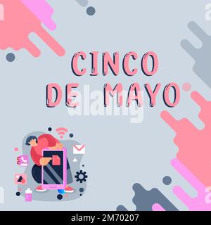 Handschrifttext Cinco De Mayo. Word for Mexican-American Celebration am 5. Mai Stockfoto