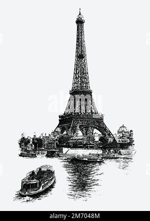 Vintage europäischen Stil Eiffelturm Gravur Vektor Stock Vektor