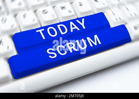 Text mit Inspiration Scrum. Konzept, das Handschrift im Unterschied zu druckgeschriebenen Spielfiguren bedeutet Stockfoto