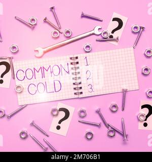 Handschriftlicher Text Erkältung. Business Showcase Virusinfektion in den oberen Atemwegen primär die Nase beeinflußend Stockfoto
