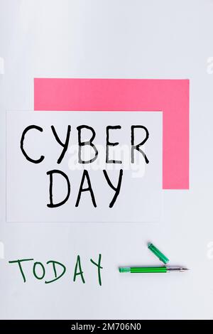 Schild mit der Aufschrift Cyber Day. Das Wort für den Marketingzeitraum für den Montag nach dem Thanksgiving in den USA Stockfoto