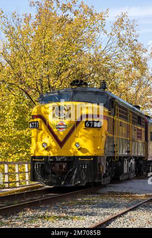 Der Zug der Cuyahoga Valley Scenic Railroad im Cuyahoga Valley National Park, Ohio Stockfoto