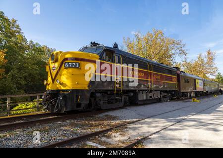 Der Zug der Cuyahoga Valley Scenic Railroad im Cuyahoga Valley National Park, Ohio Stockfoto