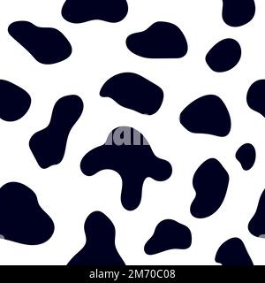 Set mit Tiermuster für Textildesign. Nahtloses Muster dalmatinischer oder Kuhflecken. Natürliche Texturen. Zufällig von Hand gezeichnete Flecken. Stock Vektor