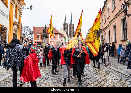 Breslau, Polen. 6. Januar 2023. 06 Jan 2023 Breslau, Polen. Epiphanien- oder Dreikönigstag-Prozession (Bild: © Krzysztof Kaniewski/ZUMA Press Wire) Stockfoto