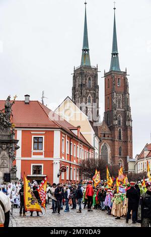Breslau, Polen. 6. Januar 2023. 06 Jan 2023 Breslau, Polen. Epiphanien- oder Dreikönigstag-Prozession (Bild: © Krzysztof Kaniewski/ZUMA Press Wire) Stockfoto