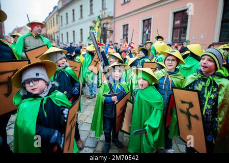Breslau, Breslau, Polen. 6. Januar 2023. Die Prozession der drei Könige ging durch Breslau. Etwa 5.000 Personen nahmen an der Prozession Teil. (Bild: © Krzysztof Zatycki/ZUMA Press Wire) Stockfoto