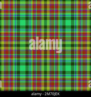 Textilvektor im Hintergrund. Strukturiertes Karomuster. Strukturiertes nahtloses Textil-Tartan in Rot und Gelb. Stock Vektor