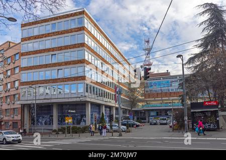 Belgrad, Serbien - 31. Dezember 2022: Radio Television of Serbia RTS Building at Takovska Street in Capital City Centre Winter Day. Stockfoto