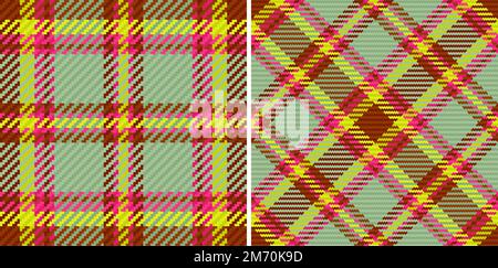 Textilhintergrund überprüfen. Muster tartan-Textur. Nahtloses Vektor-Karomaterial im Set. Stock Vektor