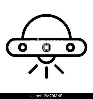 UFO-Symbollinie isoliert auf weißem Hintergrund. Schwarzer, flacher Klassiker mit modernem Umriss. Lineares Symbol und bearbeitbare Kontur. Einfach und pixelgenau Stock Vektor