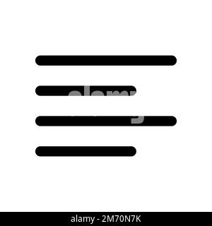 Symbollinie zur Textausrichtung links isoliert auf weißem Hintergrund. Schwarzer, flacher Klassiker mit modernem Umriss. Lineares Symbol und bearbeitbare Kontur. Simple und pi Stock Vektor