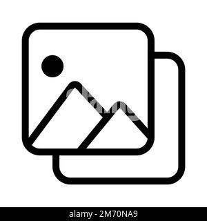 Zeile des Albumsymbols isoliert auf weißem Hintergrund. Schwarzer, flacher Klassiker mit modernem Umriss. Lineares Symbol und bearbeitbare Kontur. Einfach und pixelgenau Stock Vektor