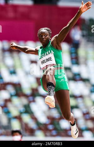 ESE Brume (NGR) tritt bei den Olympischen Sommerspielen 2020 (2021) in Tokio, Japan, im Weitsprung der Frauen an Stockfoto