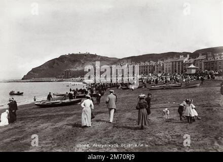 Altes Foto aus dem späten 19./frühen 20. Jahrhundert: Aberystwyth Sands, Nordwales Stockfoto