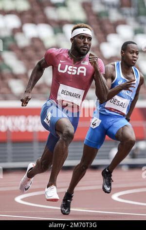 Kenneth Bednarek (USA) tritt bei den Olympischen Sommerspielen 2020 (2021) in Tokio, Japan, in den 200 Metern der Männer an Stockfoto