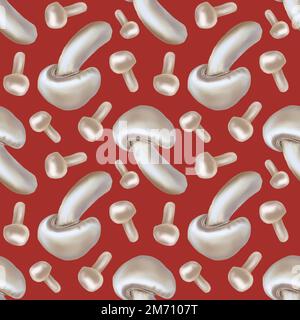Nahtloses Muster. Aquarell-Champignon. Realistische Darstellung des Pilzes. Stockfoto