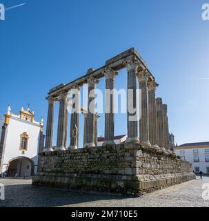 Der römische Tempel von Evora, der Diana gewidmet ist Stockfoto