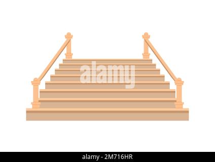 Cartoon isolierte Holz- und Steintreppen, Holztreppe und Treppe. Moderne Treppenfluge ohne Geländer, dekorative Holztreppen und Felsenleiter Stock Vektor