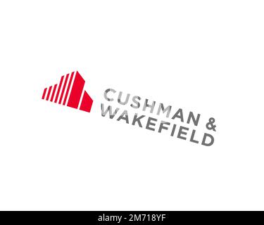 Cushman & Wakefield, gedrehtes Logo, weißer Hintergrund B Stockfoto