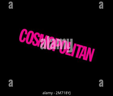 Cosmopolitan Magazine, gedrehtes Logo, schwarzer Hintergrund B Stockfoto