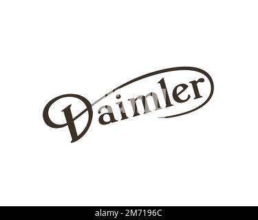 Daimler Company, gedrehtes Logo, weißer Hintergrund Stockfoto