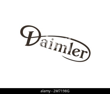 Daimler Company, gedrehtes Logo, weißer Hintergrund B Stockfoto