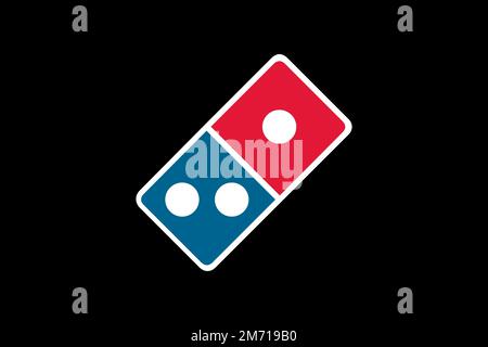 Domino's Pizza Group, Logo, schwarzer Hintergrund Stockfoto