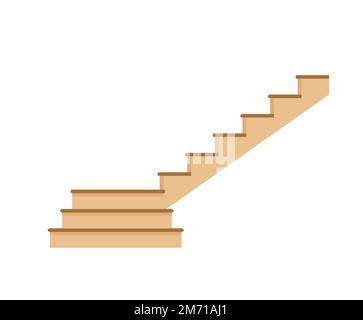 Cartoon isolierte Holz- und Steintreppen, Holztreppe und Treppe. Moderne Treppenfluge ohne Geländer, dekorative Holztreppen und Felsenleiter Stock Vektor