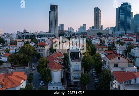 Tel Aviv, Israel - 2022. Dezember: Unvergleichlicher Blick auf die Stadt an einem Wintermorgen Stockfoto