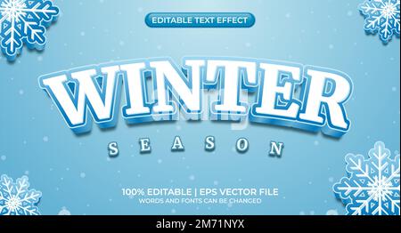 Editierbarer Textstileffekt – Textstilthema Winter. Winter - Bearbeitbarer Texteffekt, Schriftstil Stock Vektor