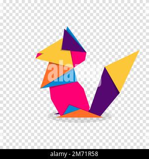 Eichhörnchen-Origami. Abstraktes farbenfrohes Eichhörnchen-Logo. Tierische Origami. Vektordarstellung Stock Vektor