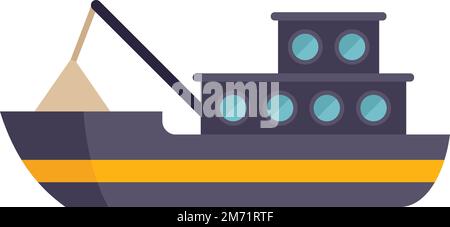 Flacher Vektor des Symbols für das Küstenfischboot. Seeschiff. Seefang isoliert Stock Vektor