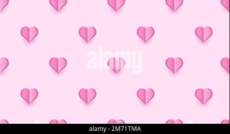 Nahtloses Muster mit pinkfarbenen Herzen. Herztapete. Süßes pinkfarbenes Herzmuster mit nahtloser Textur. Süßes, nahtloses Muster. Vektordarstellung Stock Vektor