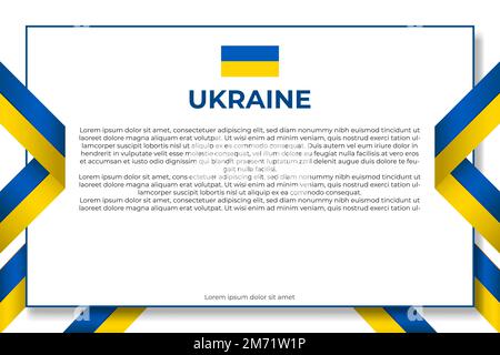 Realistisches ukrainisches Bannerdesign. Flaches ukrainisches Banner. Flagge der Ukraine. Vorlage für Grafik- und Webdesign. Nationales Symbol. Unabhängigkeitstag poste Stock Vektor