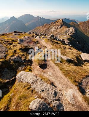 Blick vom Gipfel von Goatfell auf der Insel Arran, Schottland Stockfoto