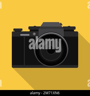 Flache Kamera. Isolierte Kamera mit flachem Design und langem Schatten. Vektordarstellung Stock Vektor
