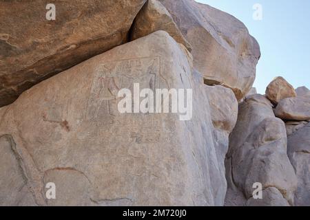 Assuan's Seheil Island, bekannt für die Hungersnot der Stele-Schnitzereien Stockfoto