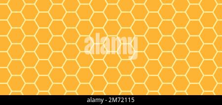 Gitterstruktur des goldenen Honigwabens und sechseckige geometrische Bienenstöcke. Goldene hexagonale Zellen mit nahtloser Textur. Wabenmuster mit hellem Hintergrund. V Stock Vektor