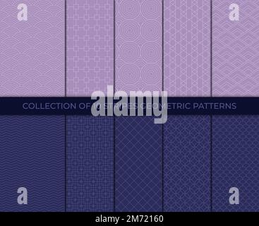 Sammlung minimalistischer geometrischer Muster. Lineare Dekoration. Einfache gestreifte Texturen. Vektordarstellung Stock Vektor