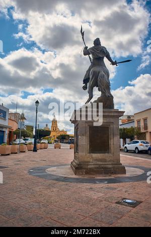 Santiago de Queretaro, Queretaro, Mexiko, 06 19 22, Denkmal des Apostels Santiago El Mayor, an einem Sommertag mit blauem Himmel, keine Menschen Stockfoto