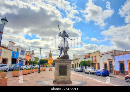 Santiago de Queretaro, Queretaro, Mexiko, 06 19 22, Denkmal des Apostels Santiago El Mayor, an einem Sommertag mit blauem Himmel, keine Menschen Stockfoto