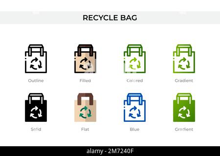 Symbol für Recyclingbeutel in einem anderen Stil. Vektorsymbole für Recyclingbeutel in Umriss, durchgehend, farbig, gefüllt, Verlauf, Und flacher Stil. Symbol, Logo illu Stock Vektor