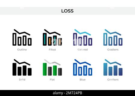 Verlustsymbol in einem anderen Stil. Verlustvektorsymbole in Kontur, durchgehend, farbig, gefüllt, Verlauf, Und flacher Stil. Symbol, Logo-Abbildung. Vect Stock Vektor