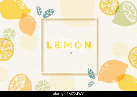 Rahmen auf einem zitronengemusterten Hintergrund mit Raumvektor Stock Vektor