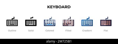 Tastatursymbol in einem anderen Stil. Tastaturvektorsymbole mit Kontur, durchgehend, farbig, gefüllt, Verlauf, Und flacher Stil. Symbol, Logo Illustrati Stock Vektor