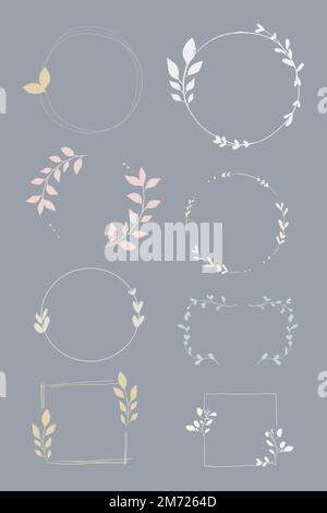 Doodle Blumenkranz Vektor-Kollektion Stock Vektor