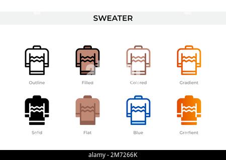 Sweatshirt-Ikone in einem anderen Stil. Pullover-Vektorsymbole mit Kontur, durchgehend, farbig, gefüllt, Farbverlauf, Und flacher Stil. Symbol, Logo-Abbildung Stock Vektor