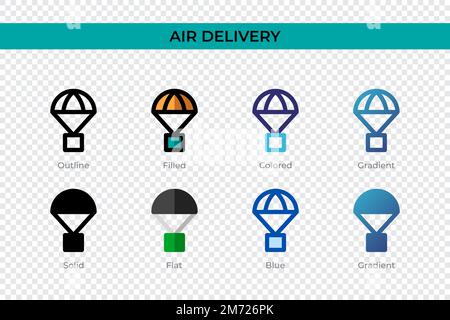 Das Symbol „Luftzufuhr“ in einem anderen Stil. Vektorsymbole für die Luftzufuhr in Form von Kontur, durchgehend, farbig, gefüllt, Gradient, Und flacher Stil. Symbol, Logo Il Stock Vektor